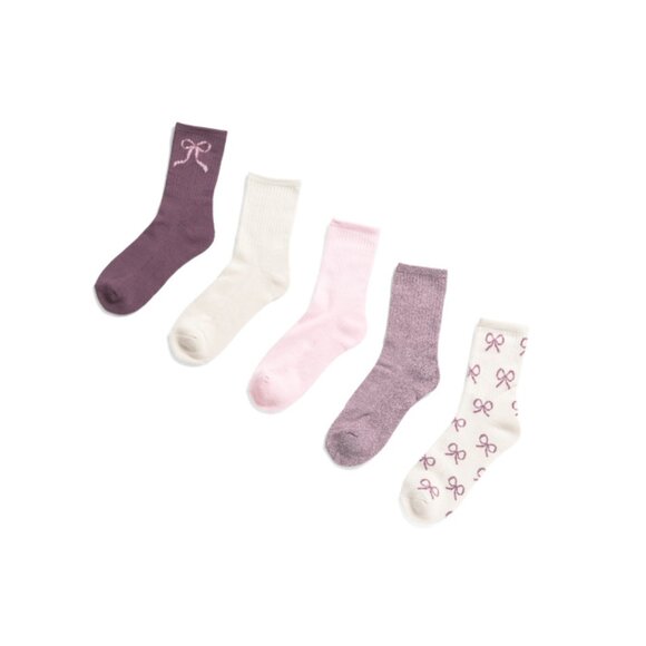 JESSICA SIMPSON Burgundy 5pk Half Cushion Mini Crew Socks - Picture 1 of 1